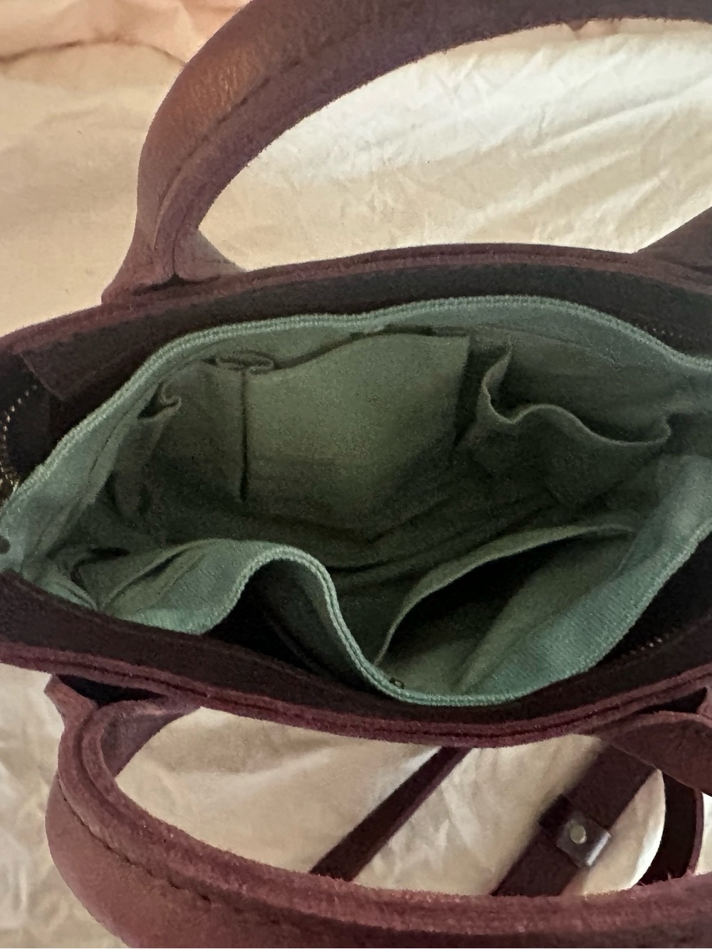 Raindrop Leather tote, Portland Leather Goods, small, plum - Picture 3 of 12